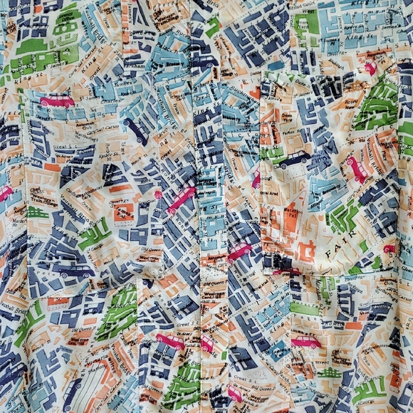 Maeve By Anthropologie Women's Multicolor Graphic Print Map Shirt Blouse Sz 8 - Picture 12 of 15
